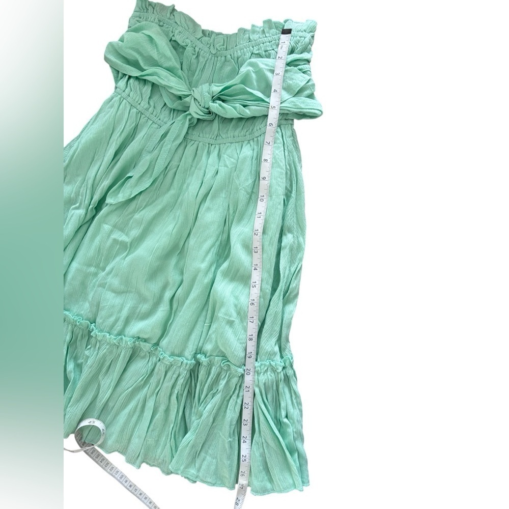 Green Ruffled Tiered Strapless Sundress - Picture 7 of 7